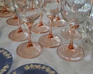 Cristal D' Arques Durand- Pink Stemware-Veronese Rose