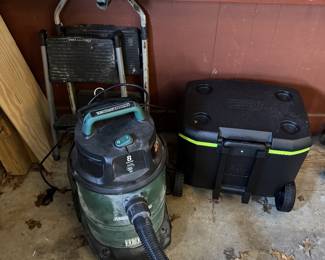 Shop Vac, cooler, step ladder