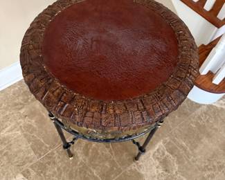 Side table w/brass elephants