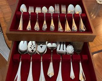 Silverplate flatware set - service for 12 + serving pieces