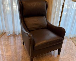 Hancock & Moore leather lounge chair & ottoman