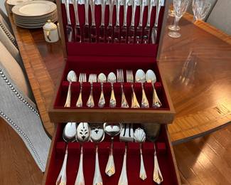 Silverplate flatware set - service for 12 + serving pieces