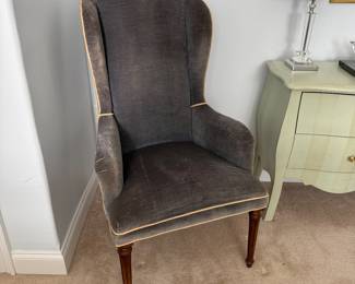 Vintage velvet wing chair