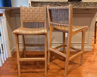 Pair woven barstools