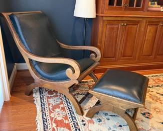 Leather lounge chair & ottoman