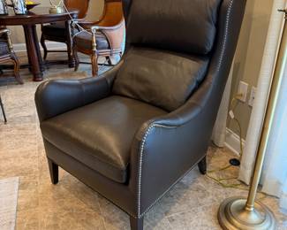 Hancock & Moore leather lounge chair & ottoman