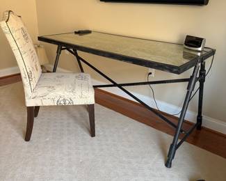 Glass and metal desk - map under glass