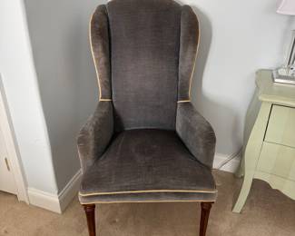 Vintage velvet wing chair