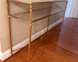 Mirrored brass console table