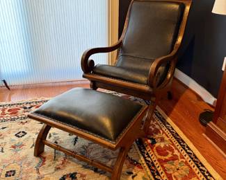 Leather lounge chair & ottoman