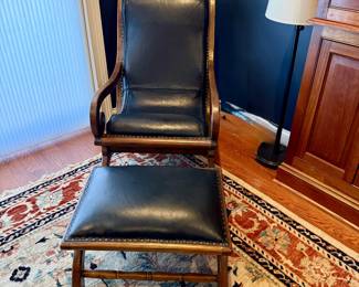 Leather lounge chair & ottoman