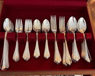 Silverplate flatware set - service for 12 + serving pieces
