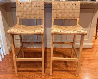 Pair woven barstools