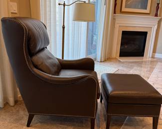 Hancock & Moore leather lounge chair & ottoman
