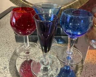 Colored cocktail glasses