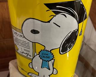 1960s Snoopy & Charlie Brown trash can