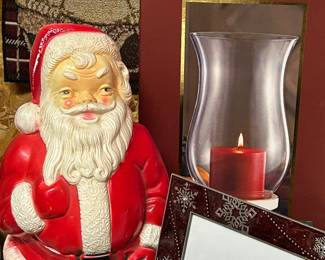 Santa blow mold, Lenox candle holder 
