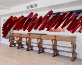 Antique church pew with kneelers