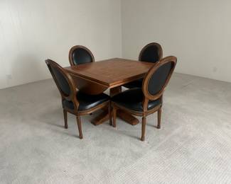 Dining table (or card table) with attached leaves for round vs square.