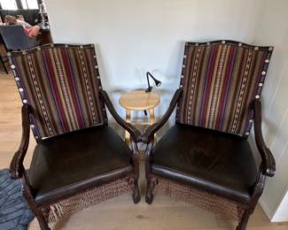 Custom Western Ranch Chairs with Buckshot Shell Detail (Pair)