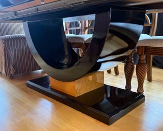 Black and Burl Base Dining Table