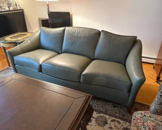 Ethan Allen Grey Leather Sofa
