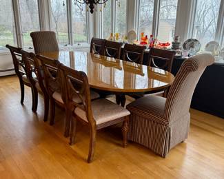 Burl Oval Dining Table 8 Chairs
