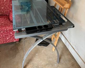 Glass and Metal Drafting Table