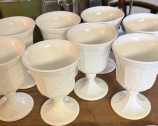 Colony (by Indiana Glass Co) Harvest Grape White Milk Glass Goblets