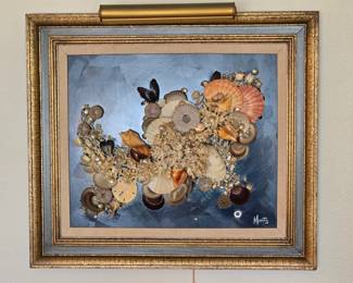 Large vintage marine-life / shell art 