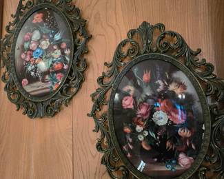 Vintage bubble glass floral prints made in Italy