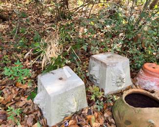 Good looking concrete lion planters would look great with some ferns, impatients and caladiums this summer for a southern shade  porch