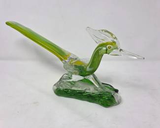 80 VintageMuranoStyleVenetianArtGlassRoadrunnerSculpture