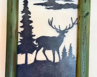 40 WoodFramedMetalDeerSilhouette