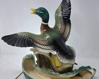 82 MidCenturyModernLaneCoMallardDuckTelevisionLampPlanter