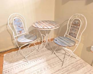 50 3PieceWeatheredWoodMetalBistroSet