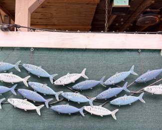 160 BlueGraySchoolofFishWallArt