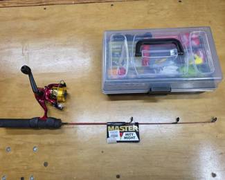 120 MasterMityMightFishingRodReelSmallTackleBoxOfGear