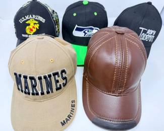 89 BaseballCapsLeatherMarinesSeahawksBobsTavern