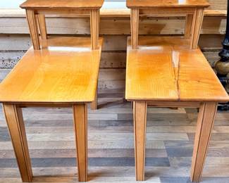 13 2HandmadeKnottyPineDoubleShelfSideTables