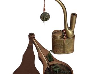 Antique Chinese Brass Opium Pipe and Scale