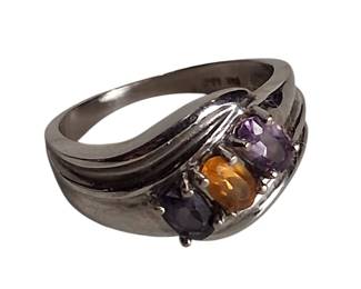 14k Gold Amethyst Alexandrite Citrine Ring