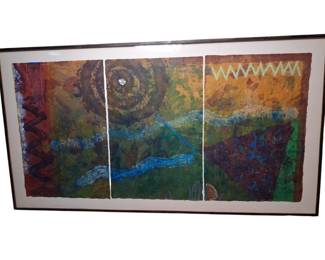 HUGE 7ft Unsigned Original Abstract Triptych