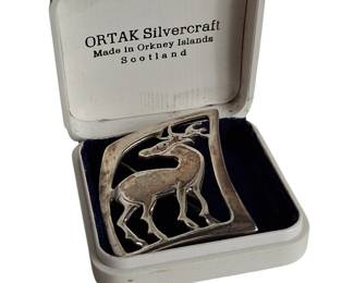 Ola Gorie Scottish Sterling Silver Stag Brooch