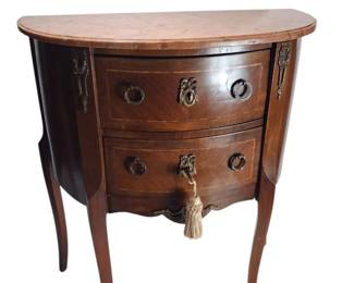 18th Cen Louis XV/XVI Marble Top Demilune Chest