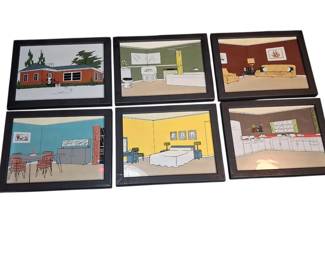 1950/60s Reverse Painted Interior Design