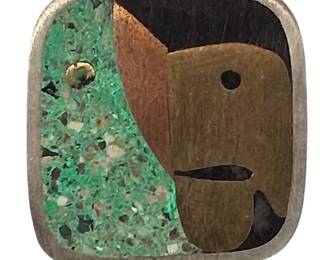 Modernist Sterling Silver Enamel Parrot Brooch