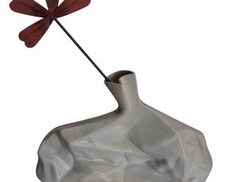 CB2 Crumpled Paper Bag Vase w/ Metal Flower