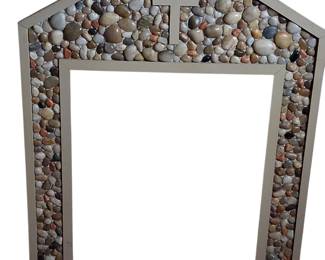 Handcrafted Christian Cross Frame with Inset Stones