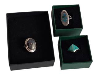 Vintage Sterling Silver Turquoise Agate Rings